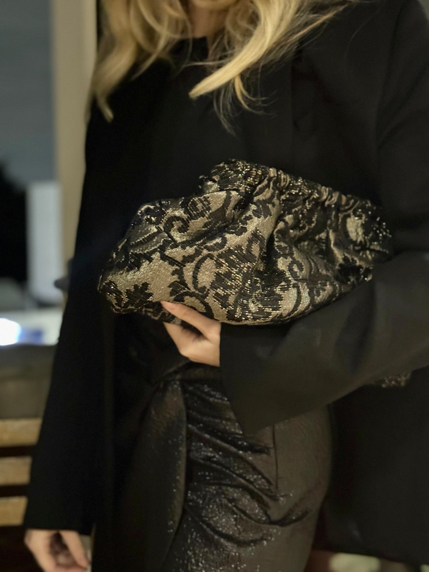 Clutch Damascata Oro e Nero