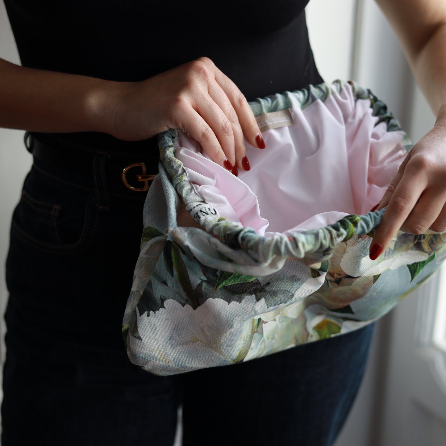 Clutch Peonia in lino