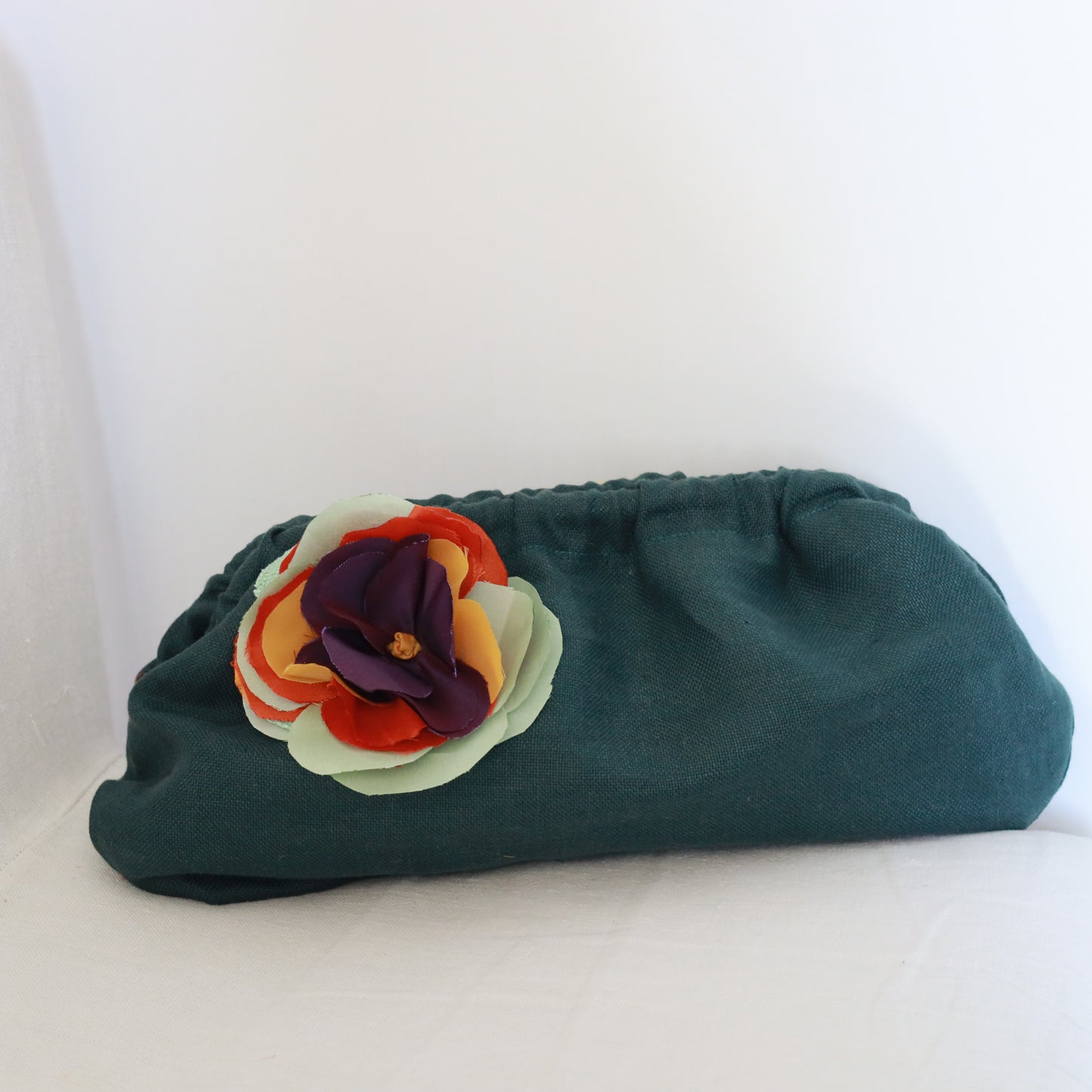 Clutch Verde Smeraldo in lino