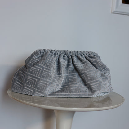 Clutch Large Velluto Jacquard - Grigio polvere