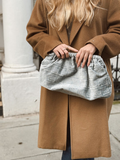 Clutch Large Velluto Jacquard - Grigio polvere