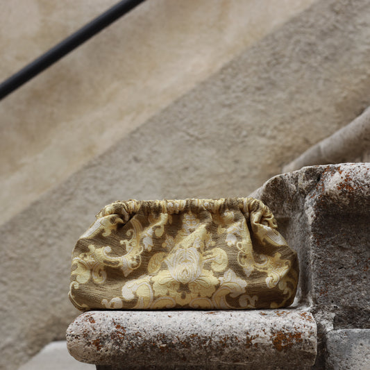 Clutch Damascata - Khaki & Butter Yellow