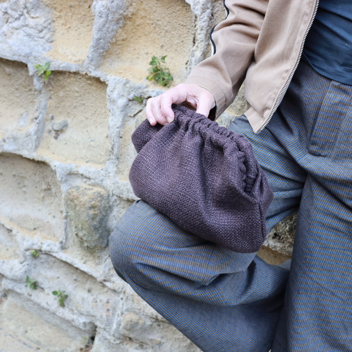 Clutch lino - testa di moro