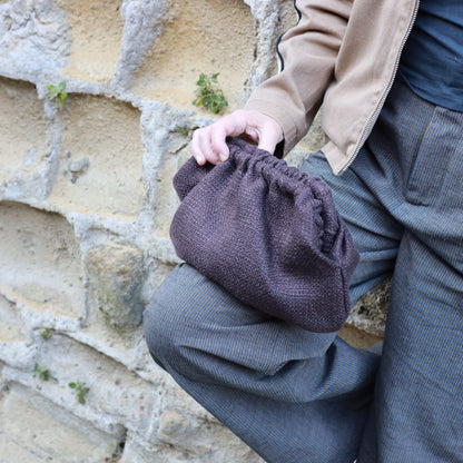 Clutch lino - testa di moro