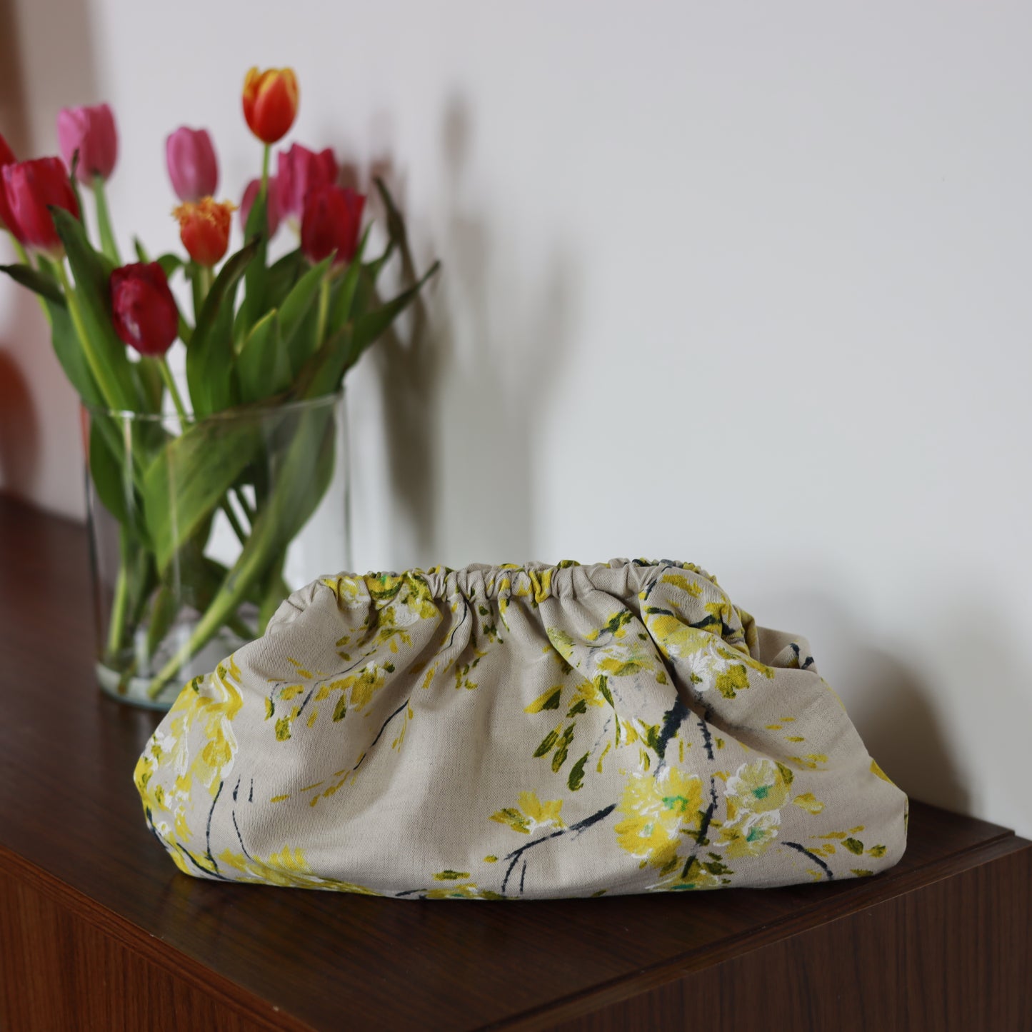 Clutch lino & cotone - fantasia floreale giapponese