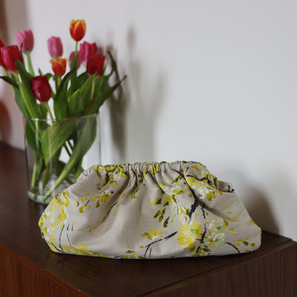 Clutch lino & cotone - fantasia floreale giapponese