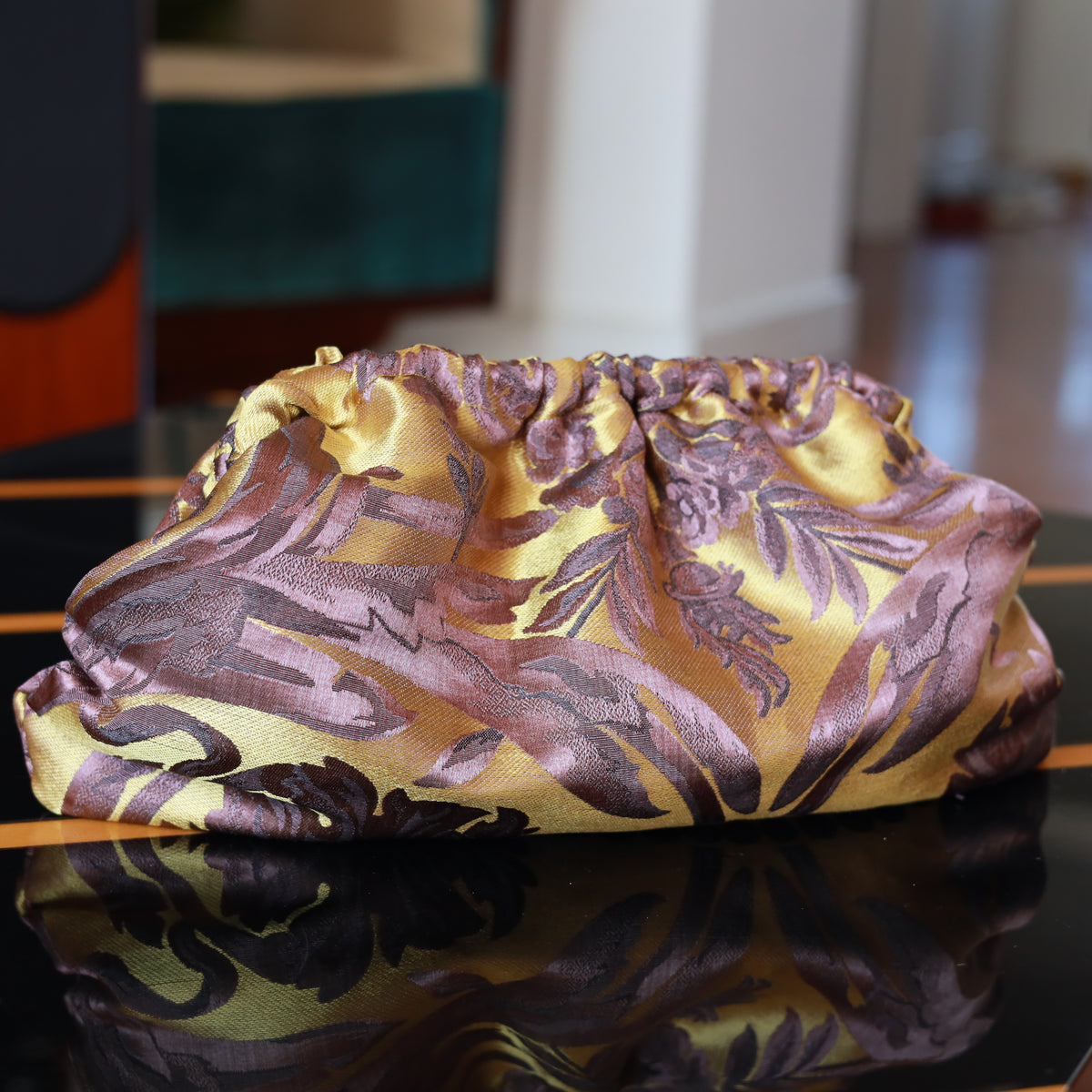 Clutch Venice - Seta Bronzo e Burgundy