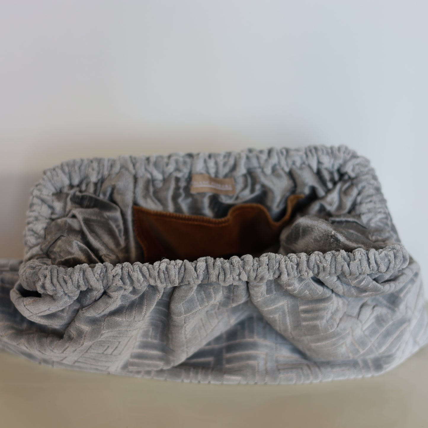 Clutch Large Velluto Jacquard - Grigio polvere