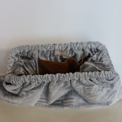 Clutch Large Velluto Jacquard - Grigio polvere