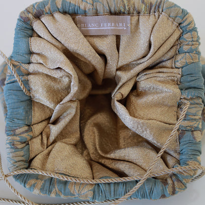 Mini Clutch Seta Floreale - Azzurro Polvere