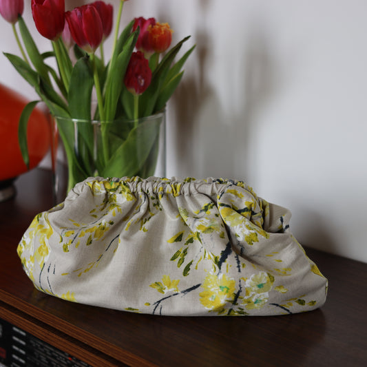 Clutch lino & cotone - fantasia floreale giapponese