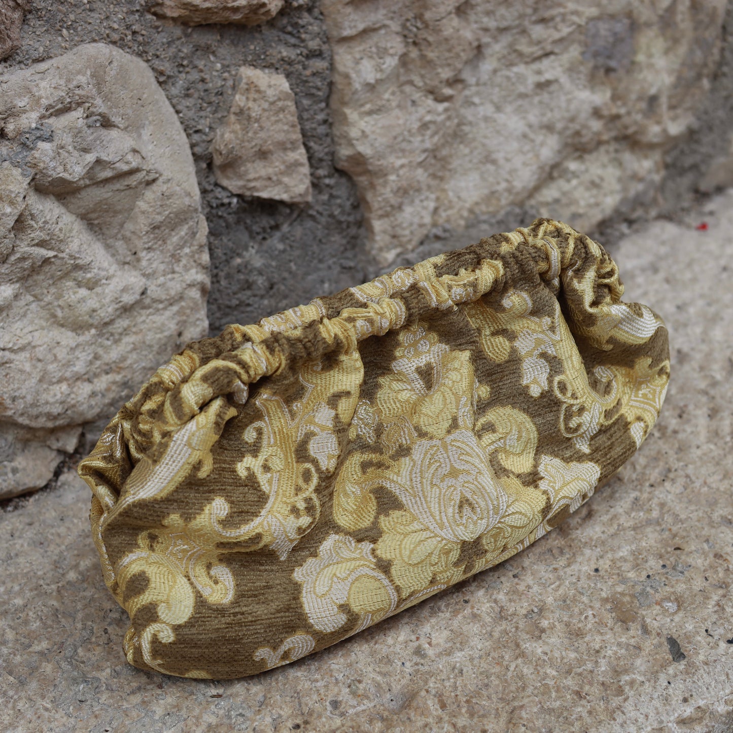 Clutch Damascata - Khaki & Butter Yellow