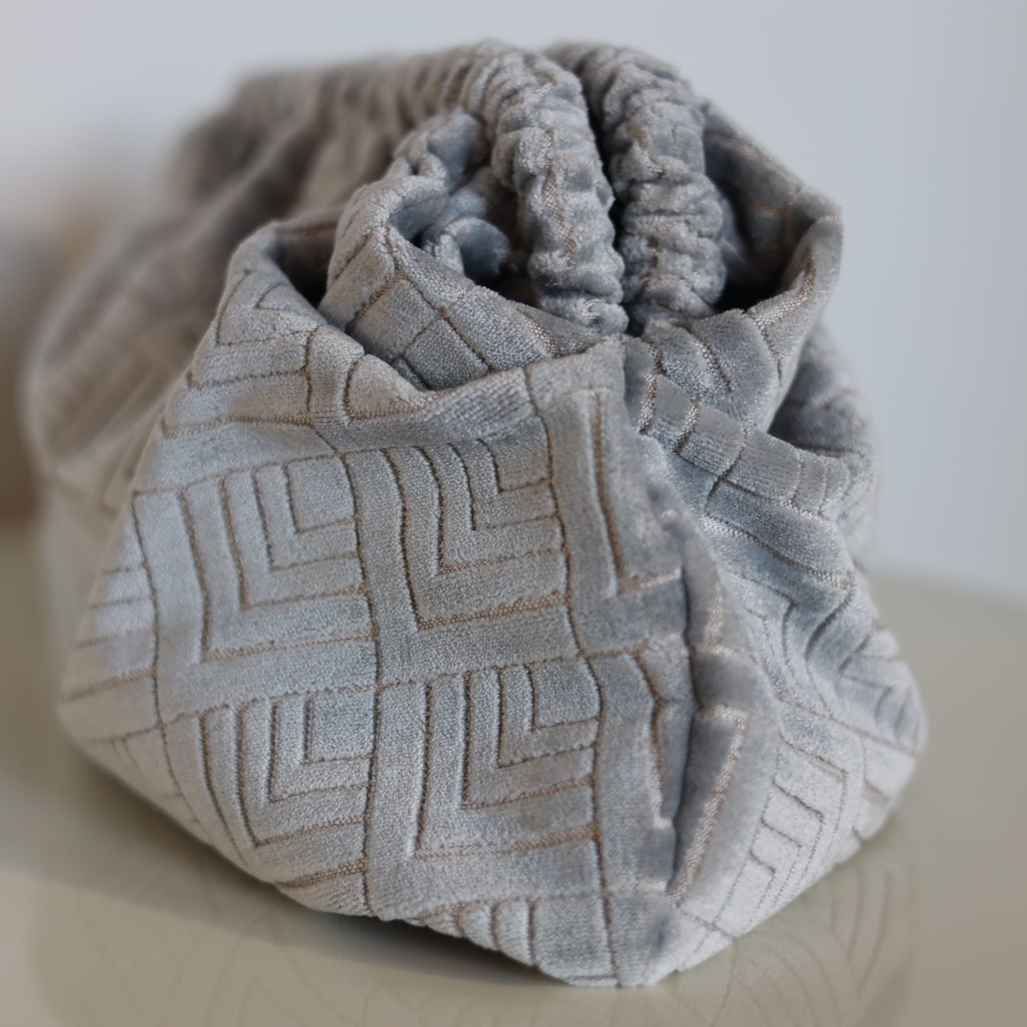 Clutch Large Velluto Jacquard - Grigio polvere