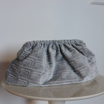 Clutch Large Velluto Jacquard - Grigio polvere