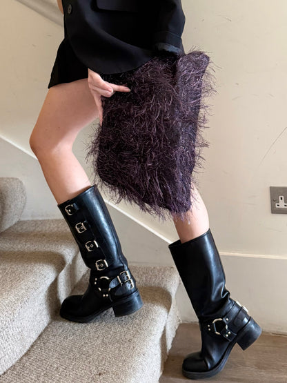 Clutch in Seta con piume