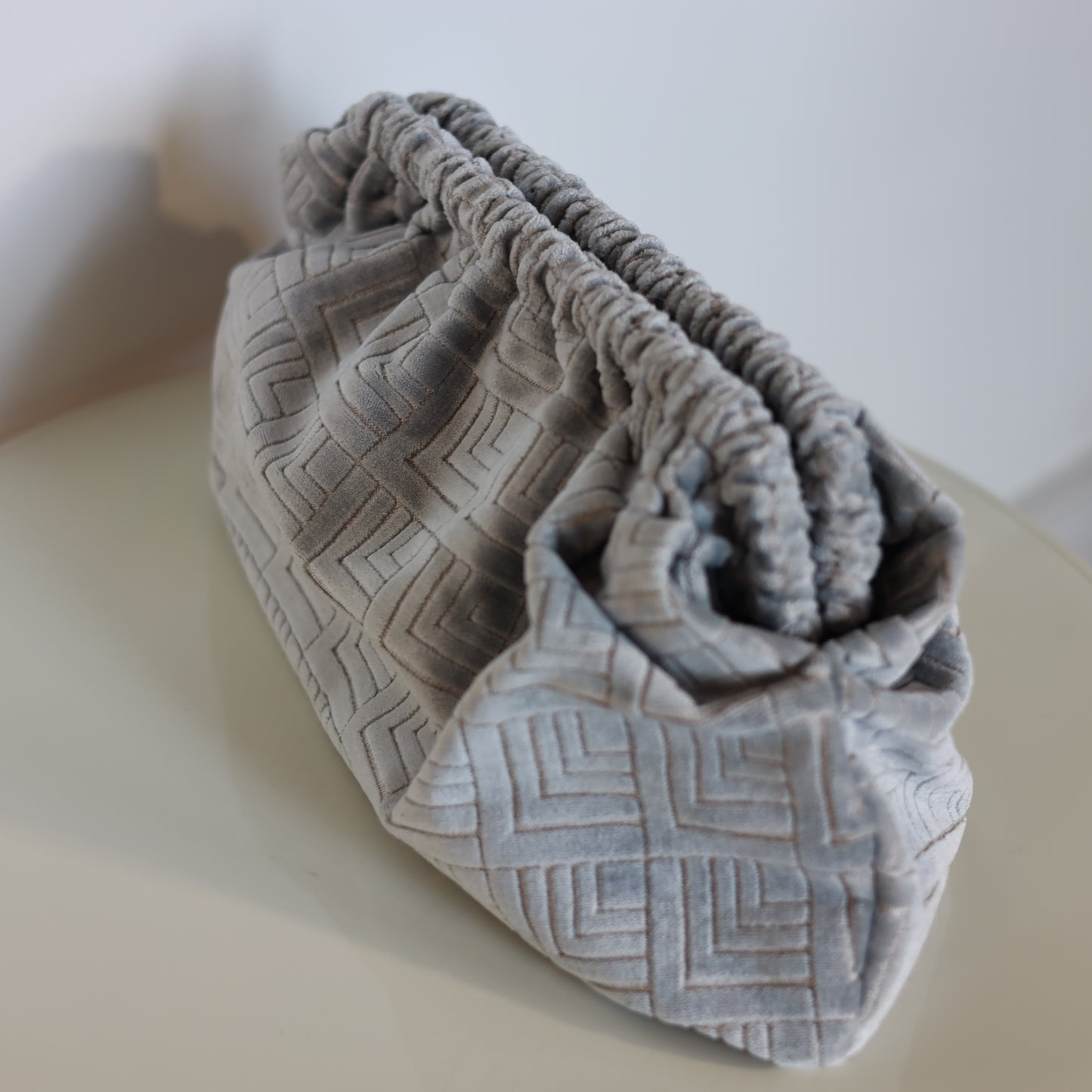 Clutch Large Velluto Jacquard - Grigio polvere