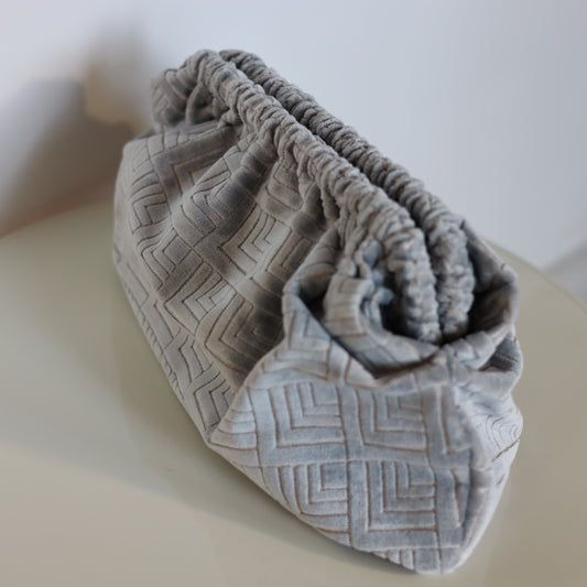 Clutch Large Velluto Jacquard - Grigio polvere