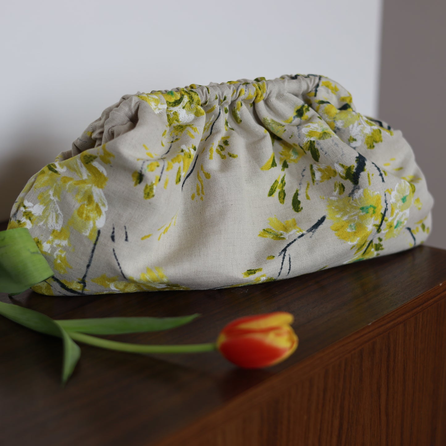 Clutch lino & cotone - fantasia floreale giapponese
