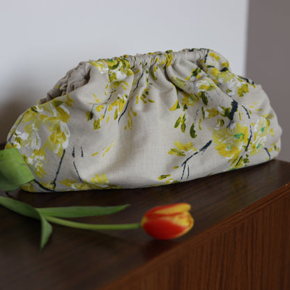 Clutch lino & cotone - fantasia floreale giapponese
