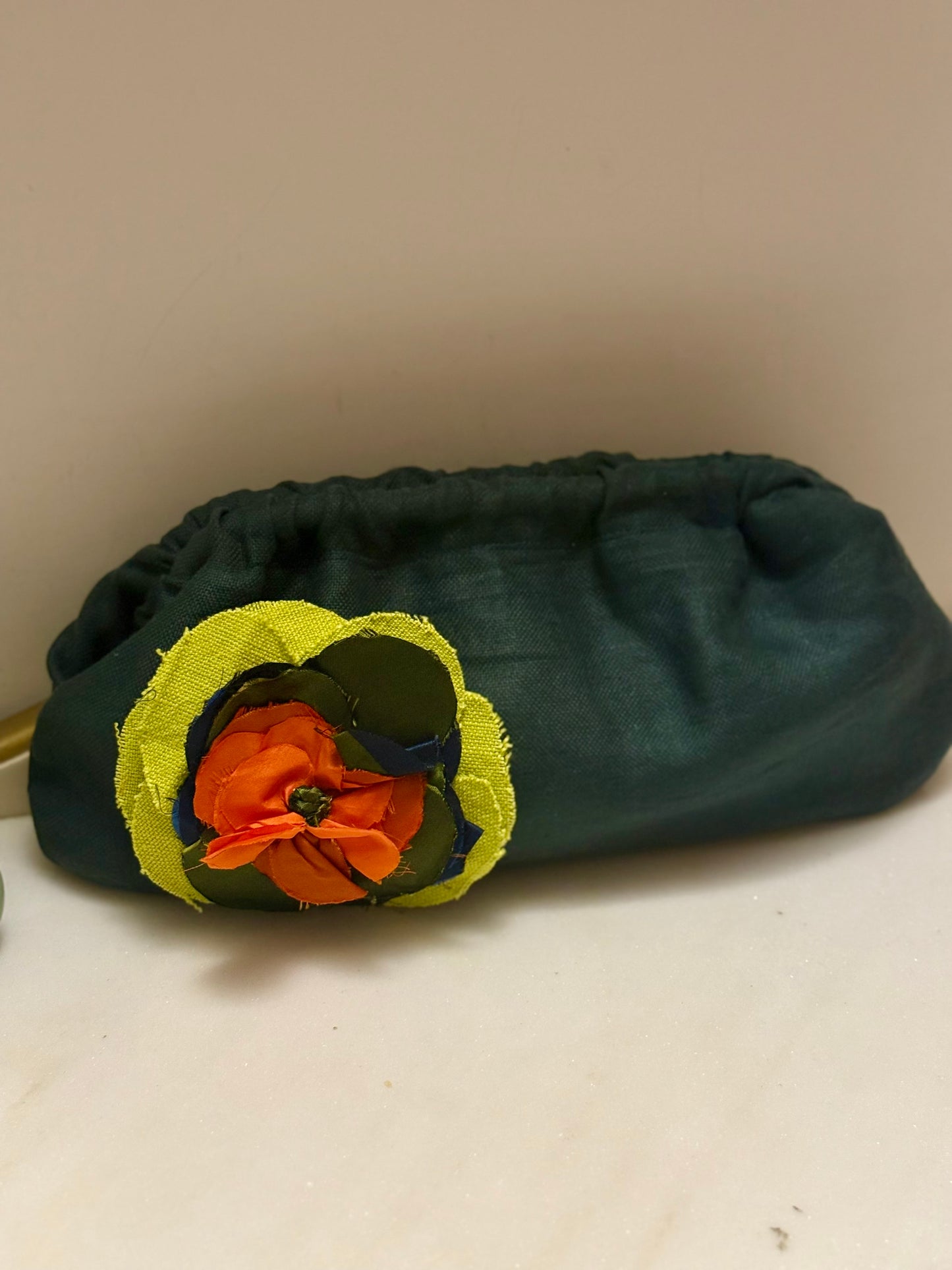 Clutch Verde Smeraldo in lino