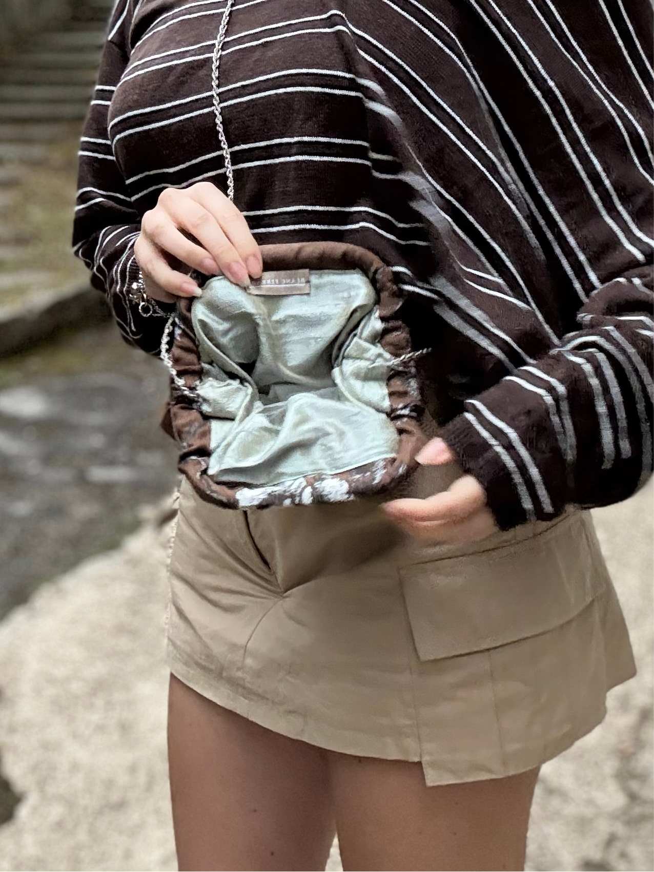 Mini Clutch Cioccolato - fiore giapponese