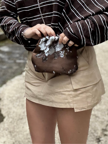 Mini Clutch Cioccolato - fiore giapponese